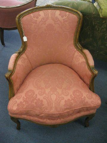 Appraisal: Pair of French Carved Arm Chair red silk brocade