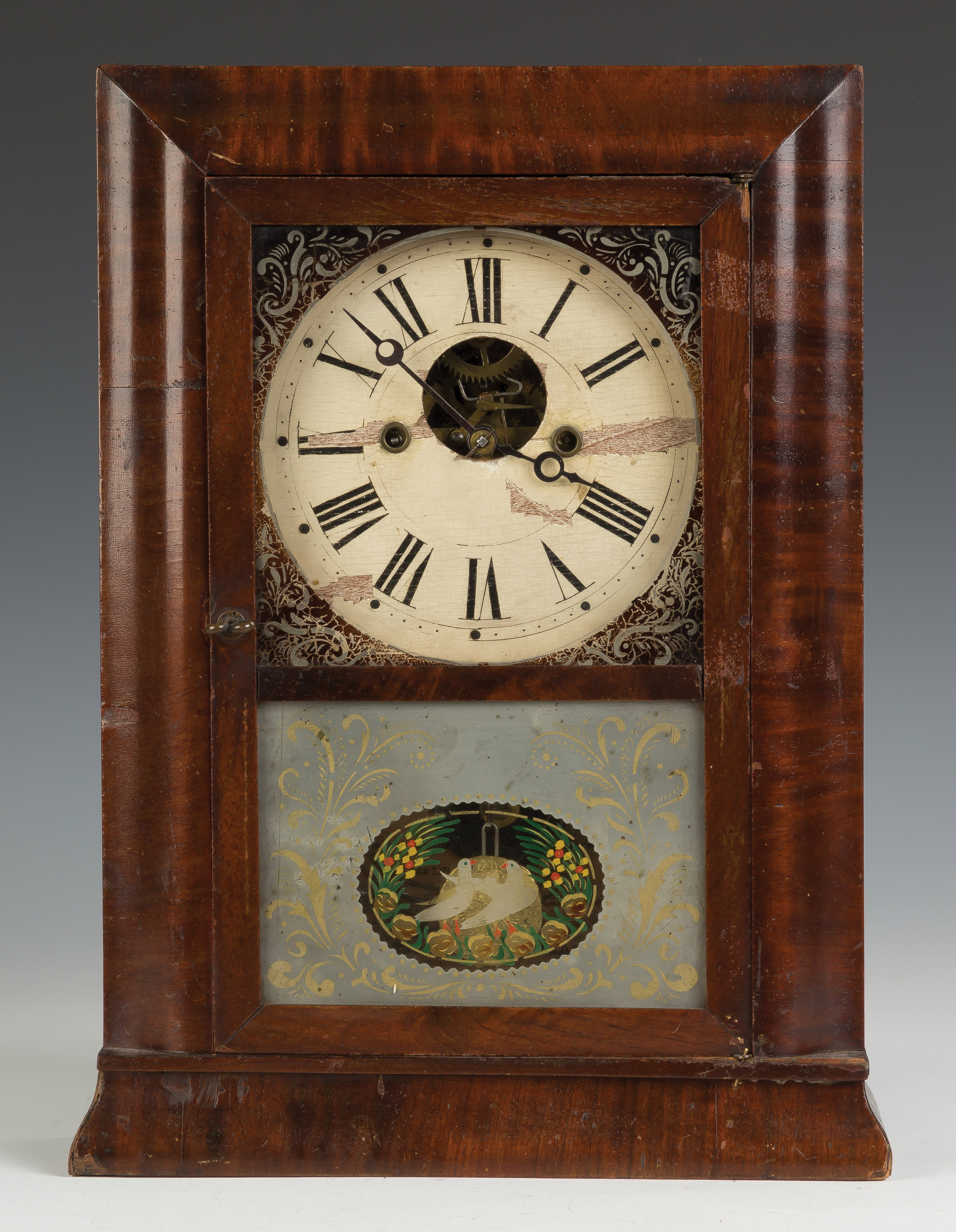 Appraisal: Silas B Terry Miniature Reverse Ogee Shelf Clock Mahogany case