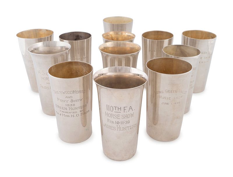 Appraisal: A Collection of Twelve American Silver Mint Julep Trophy Cups