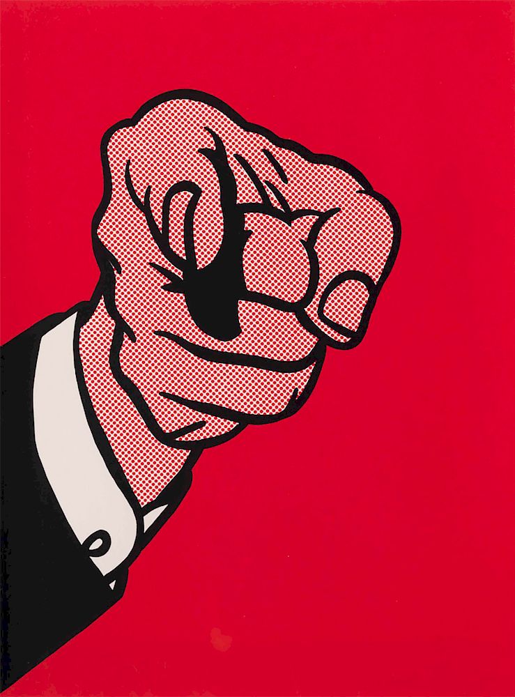 Appraisal: Roy LICHTENSTEIN Pointed Finger Silkscreen Edition of Numbered and Stamped