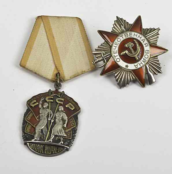 Appraisal: WWII Soviet Era Enameled Medals Lot of Two One Order