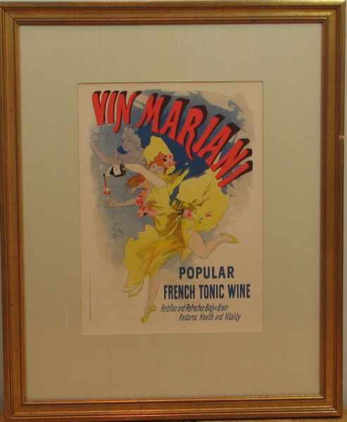 Appraisal: Jules Cheret Mariani Wine lithograph x canvas x o frame