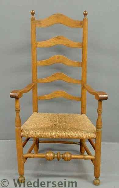 Appraisal: Delaware Valley maple five-slat ladder back armchair late th c