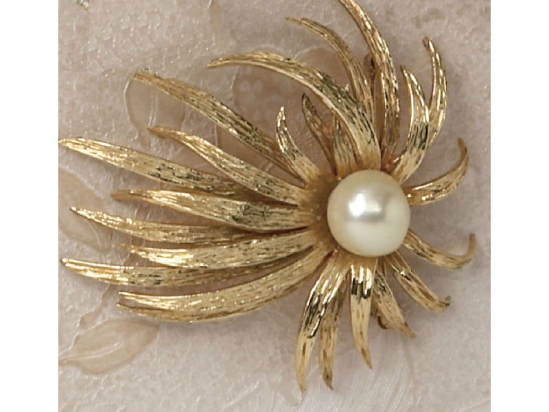 Appraisal: SOUTH SEA PEARL BROOCH k yellow Florentine gold Sea Anemone