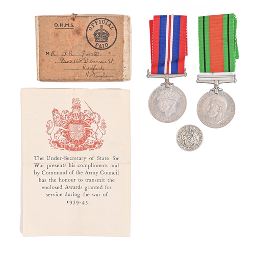 Appraisal: WWII attributed pair Defence Medal and War Medal card box