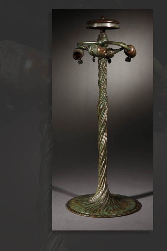 Appraisal: Tiffany Studios bronze twisted vine lamp base Tiffany Studios bronze