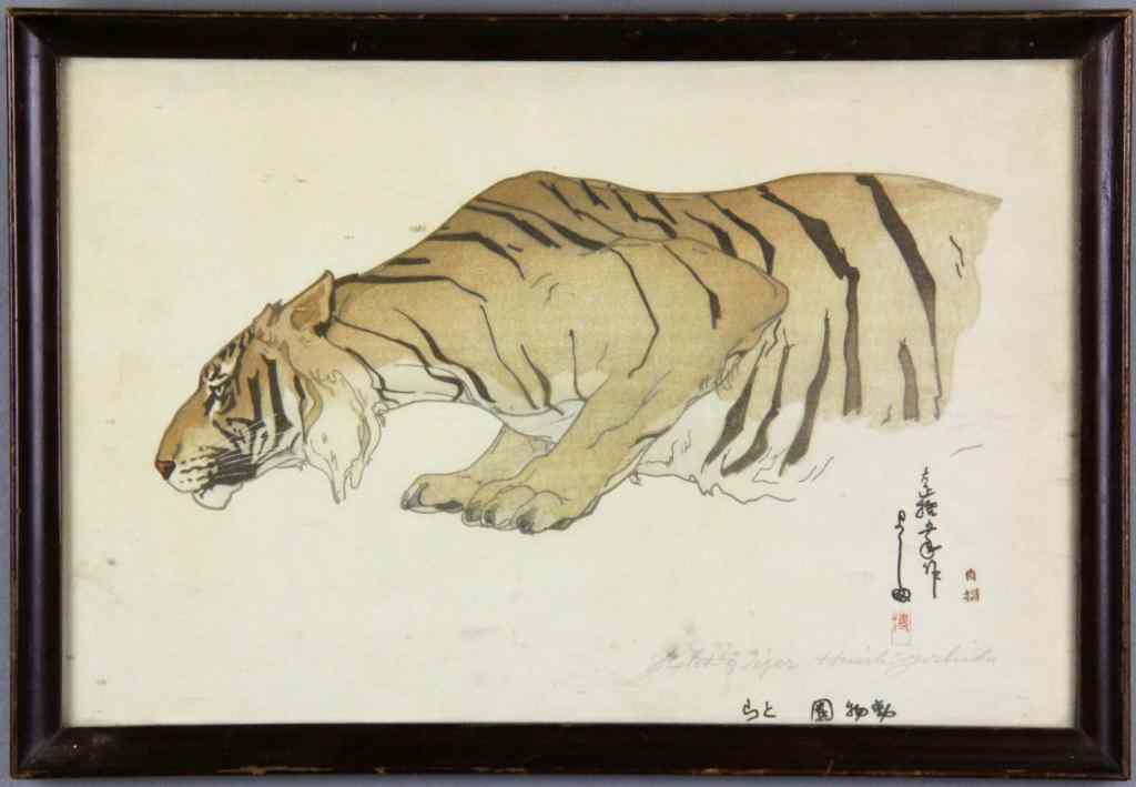 Appraisal: Hiroshi Yoshida Ink Colors On PaperTitled ''Sketch of a Tiger''