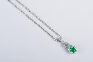 Appraisal: Emerald Diamond Pendant Necklace Emerald diamond pendant necklace Emerald weighs