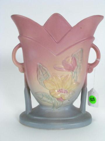 Appraisal: Hull Art Pottery Fan Vase '' high pink blue and