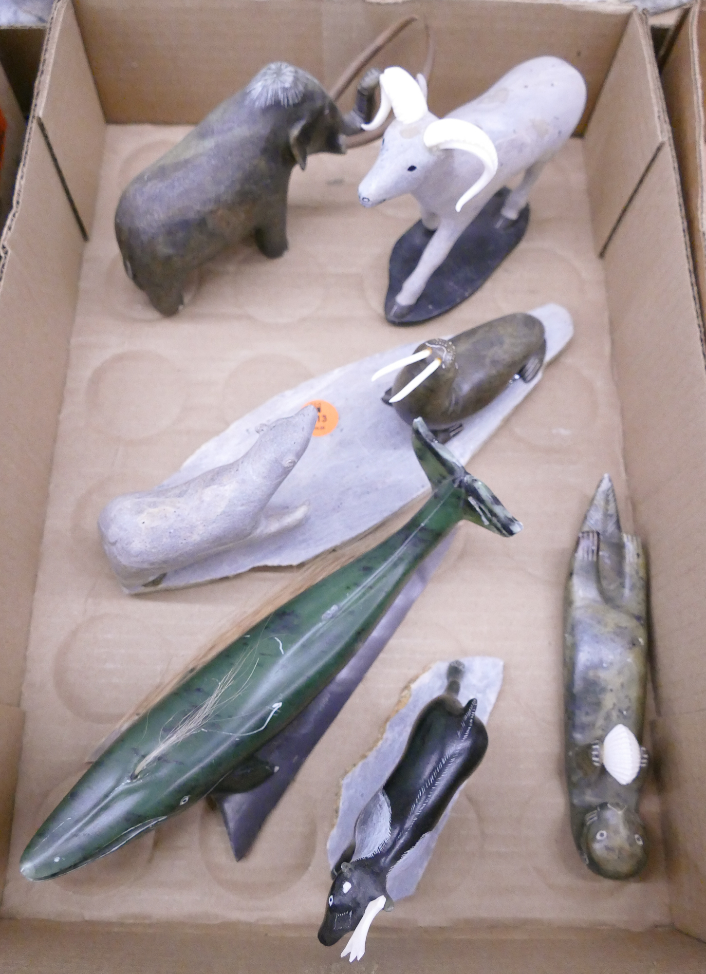 Appraisal: Box Glenn Tingook Soapstone Animal Carvings