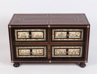 Appraisal: EXOTIC INLAID EUROPEAN ROSEWOOD FITTED TABLE CABINET EXOTIC INLAID EUROPEAN