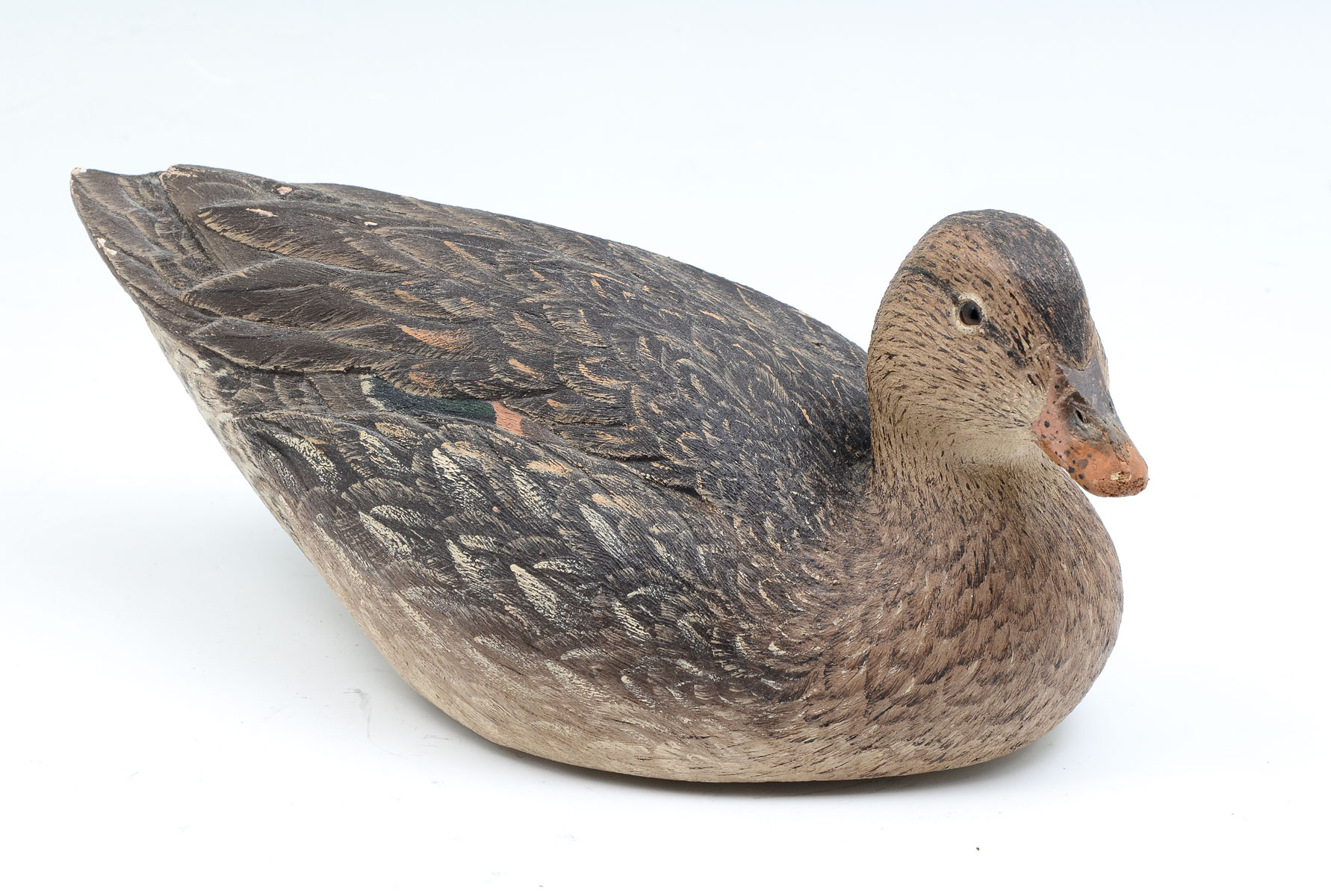 Appraisal: ROGER W BARTON BLACK DUCK DECOY Carved painted Duck decoy