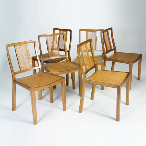 Appraisal: DUNBAR Six dining side chairs each with caning to broad