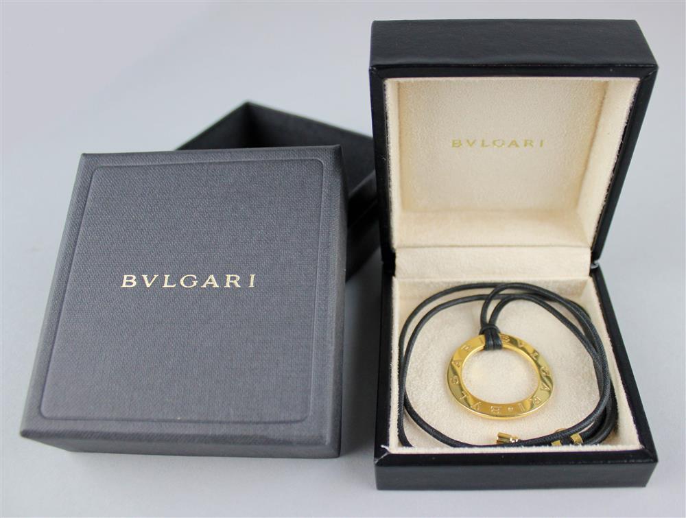 Appraisal: BULGARI BULGARI BULGARI K YELLOW GOLD CIRCULAR PENDANT marked on