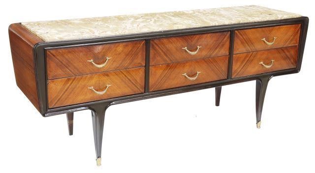 Appraisal: Italian mid-century modern rosewood low dresser chest of drawers c