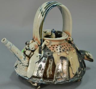 Appraisal: William Warehall ceramic teapot on duck head feet ht in