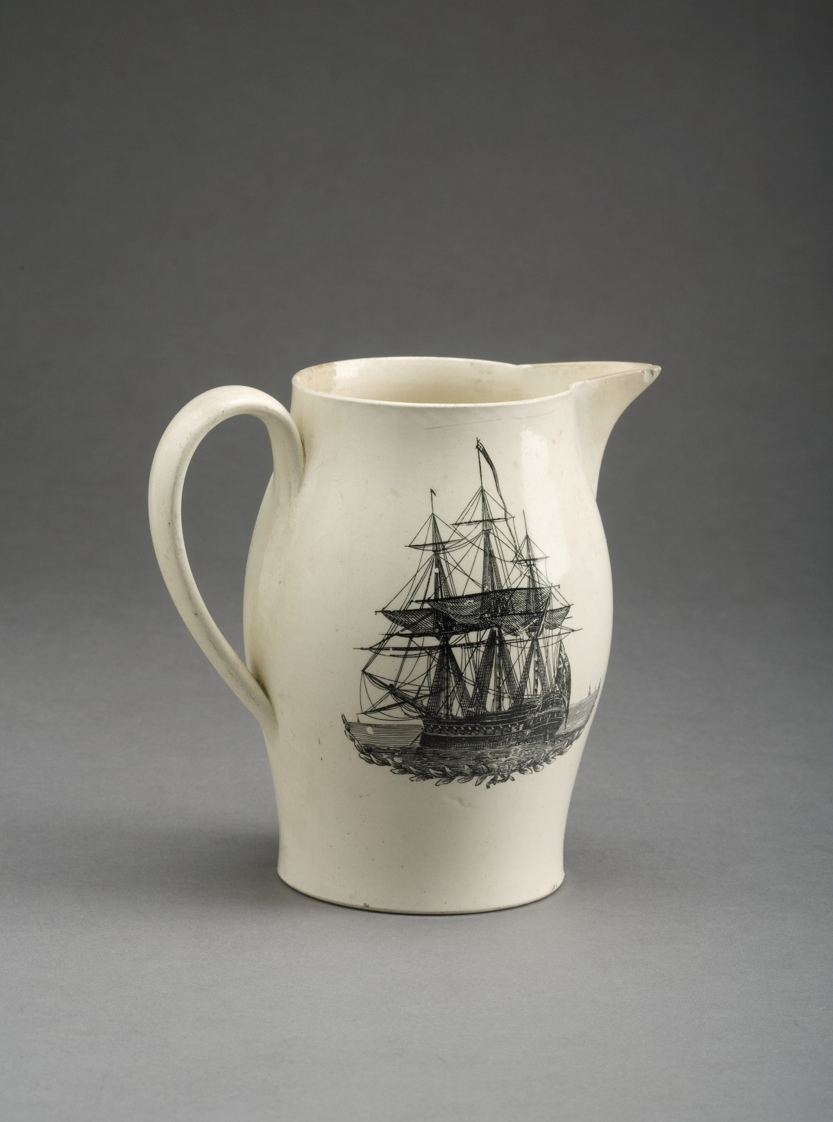 Appraisal: ENGLISH CREAMWARE BLACK TRANSFER-PRINTED JUG CIRCA Printed on one side