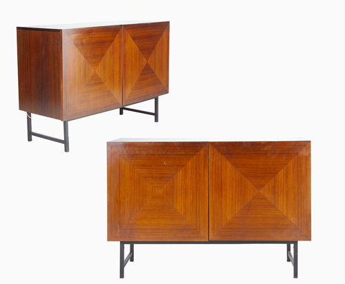 Appraisal: DUTCH Pair of matching rosewood veneer cabinets with parquetry door