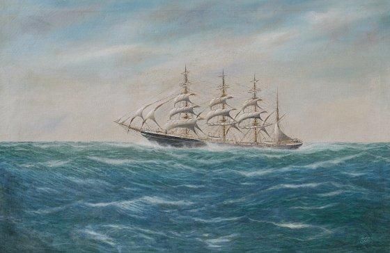 Appraisal: ARNOLD J American th C Clipper Ship Great Republic OIL