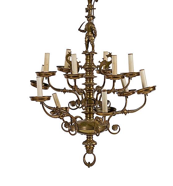 Appraisal: PAIR OF DUTCH BAROQUE-STYLE BRASS TWO-TIER CHANDELIERS Continental th century