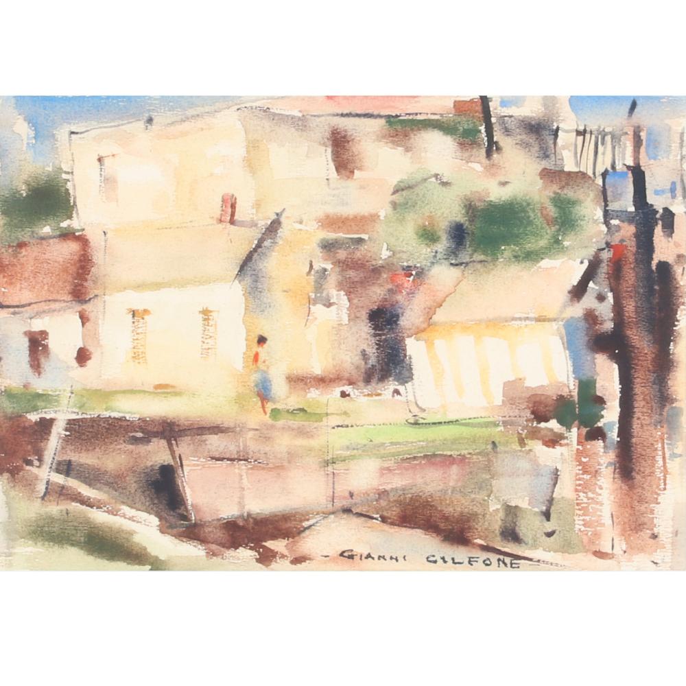 Appraisal: GIANNI CILFONE ILLINOIS - CITY VIEW WATERCOLOR ON PAPER H