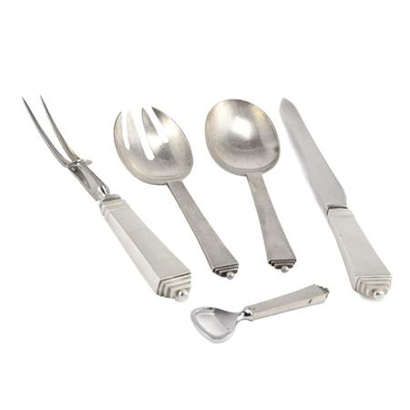 Appraisal: Set of Five Danish Sterling Silver Flatware Articles Estimate -