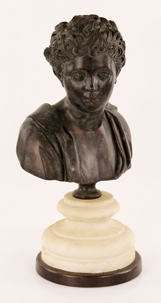 Appraisal: - th C Bust of a Youth Bronze th century