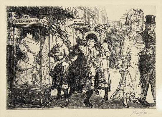 Appraisal: JOHN SLOAN The Showcase Etching x mm x inches full