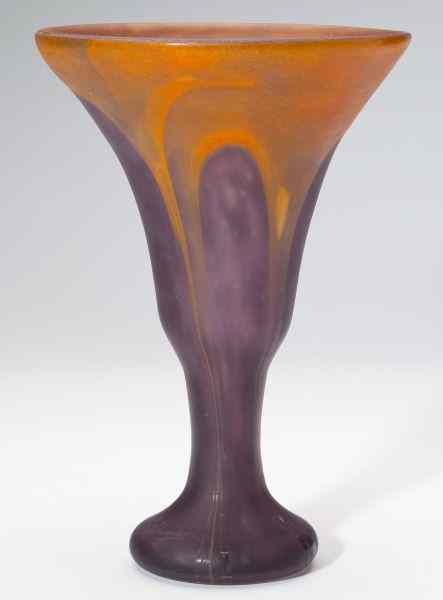 Appraisal: Charles Schneider Art Glass Vaseclassic color combination of mottled purple