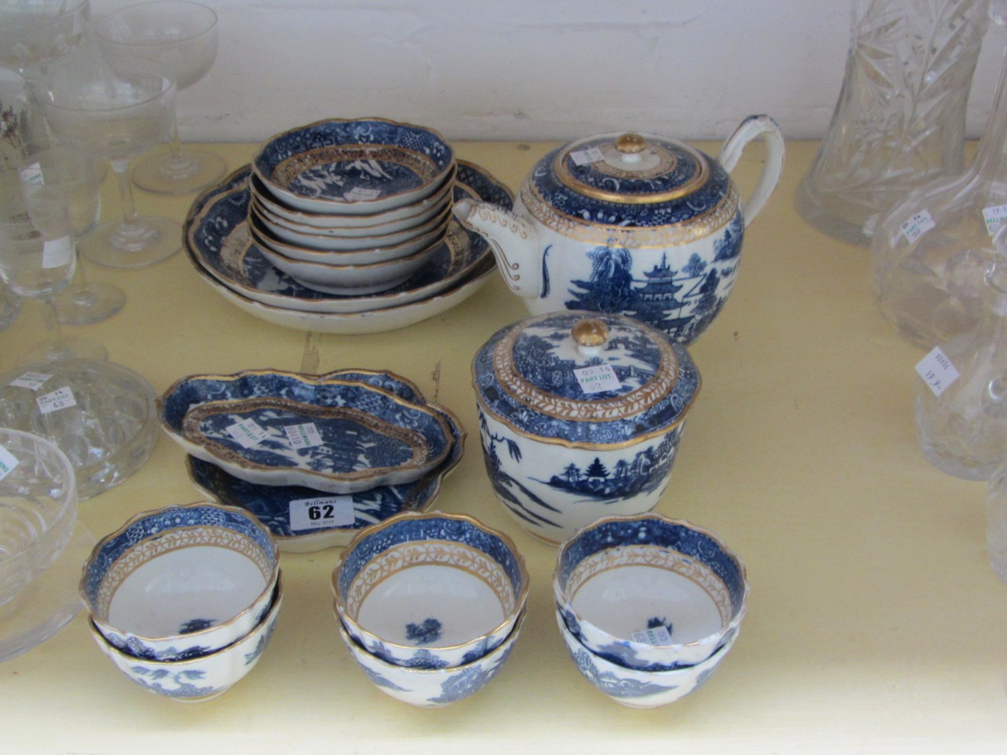 Appraisal: A Caughley porcelain part tea service circa transfer printed in