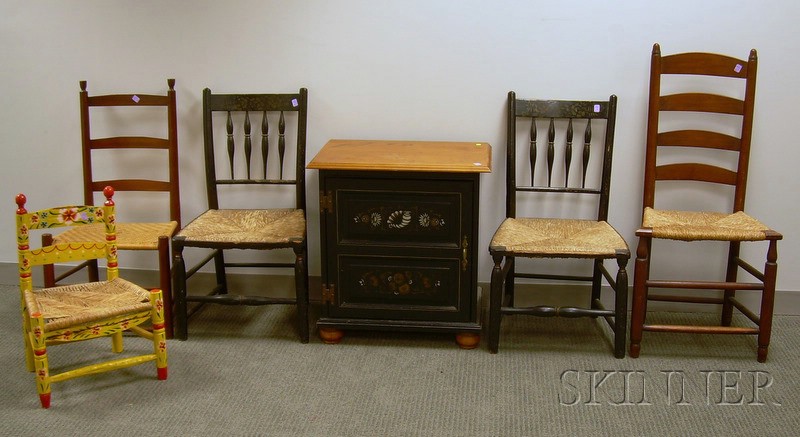 Appraisal: Five Assorted Side Chairs and a Diminutive Paint Decorated Maple