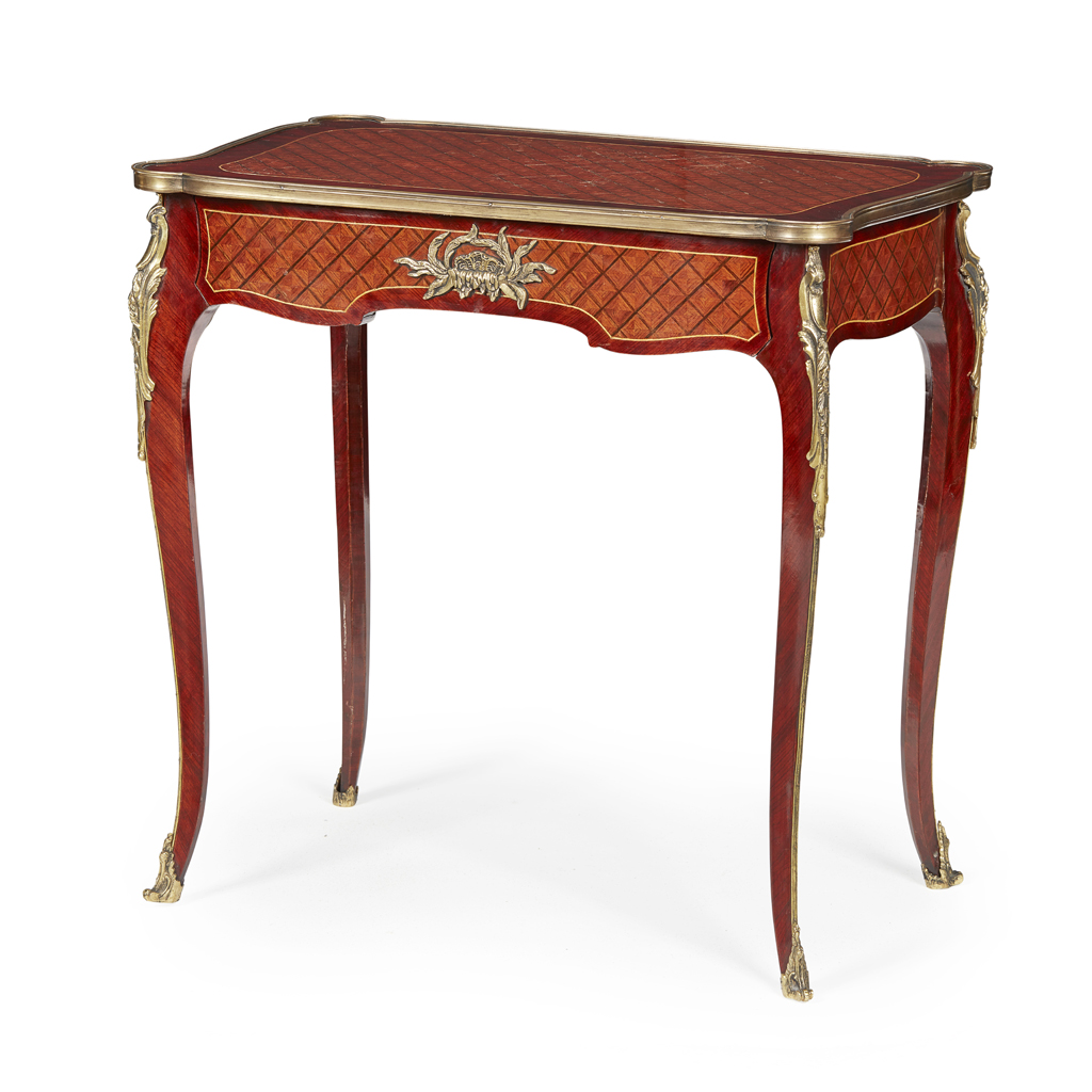 Appraisal: FRENCH MAHOGANY AND KINGWOOD PARQUETRY TABLE ATTRIBUTED TO JOSEPH-EMMANUEL ZWIENER