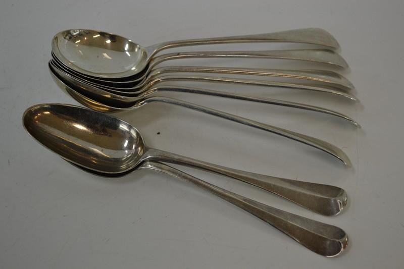 Appraisal: SET OF SIX SHEFFIELD STERLING SOUP SPOONS AND TWO DESSERT