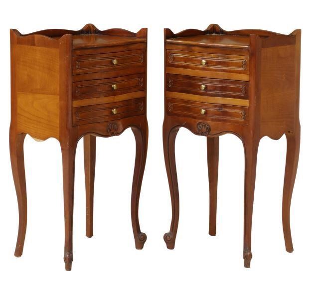 Appraisal: pair French Louis XV style fruitwood bedside cabinets th c