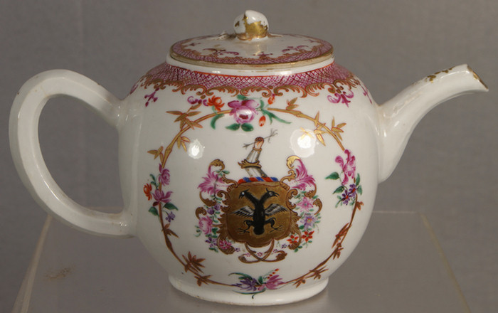 Appraisal: Chinese Export porcelain Armorial tea pot w Arms of Law