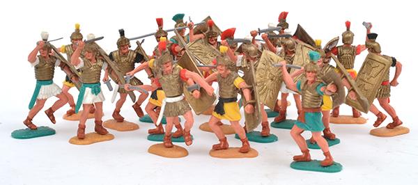 Appraisal: COLLECTION OF TIMPO PLASTIC ROMAN FOOT SOLDIERS ALL WITH SHIELD