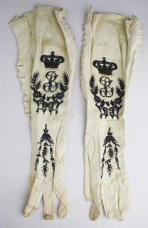 Appraisal: Pair Of Th C Victorian Kid Leather Ladies Gloves Embroidered