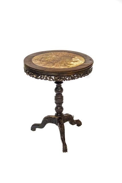 Appraisal: A th century Chinese carved rosewood tripod occasional table with