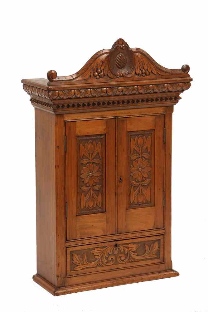 Appraisal: CARVED WALL CABINET - th c Continental Wall Cabinet in