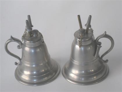 Appraisal: Pair of bell shaped lamps with camphene burners morey ober