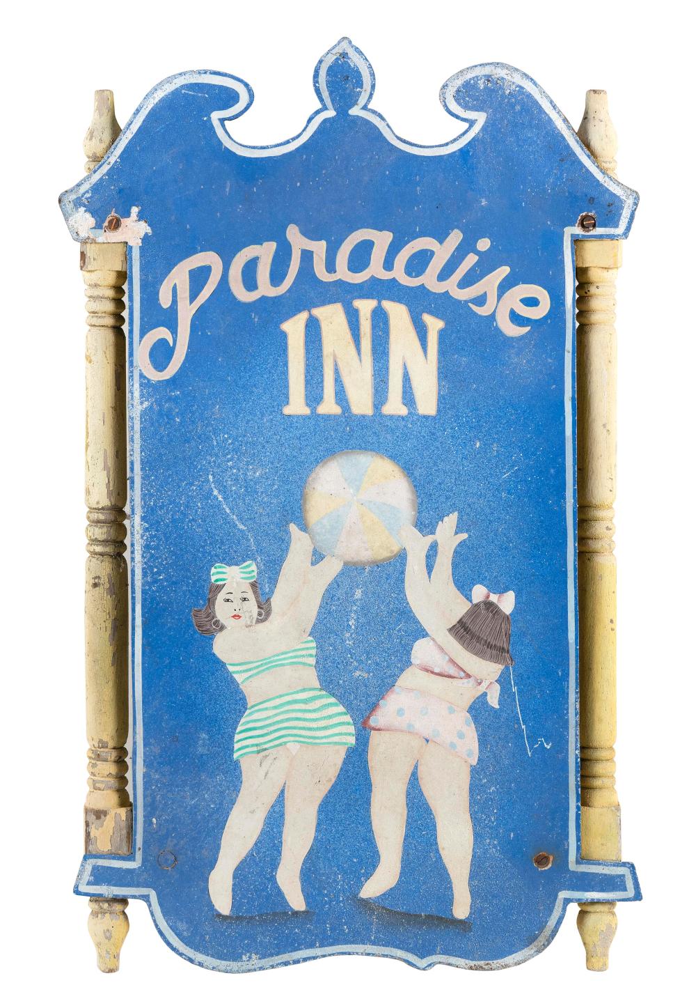 Appraisal: WHIMSICAL PARADISE INN SIGN MID- TH CENTURY HEIGHT WIDTH WHIMSICAL