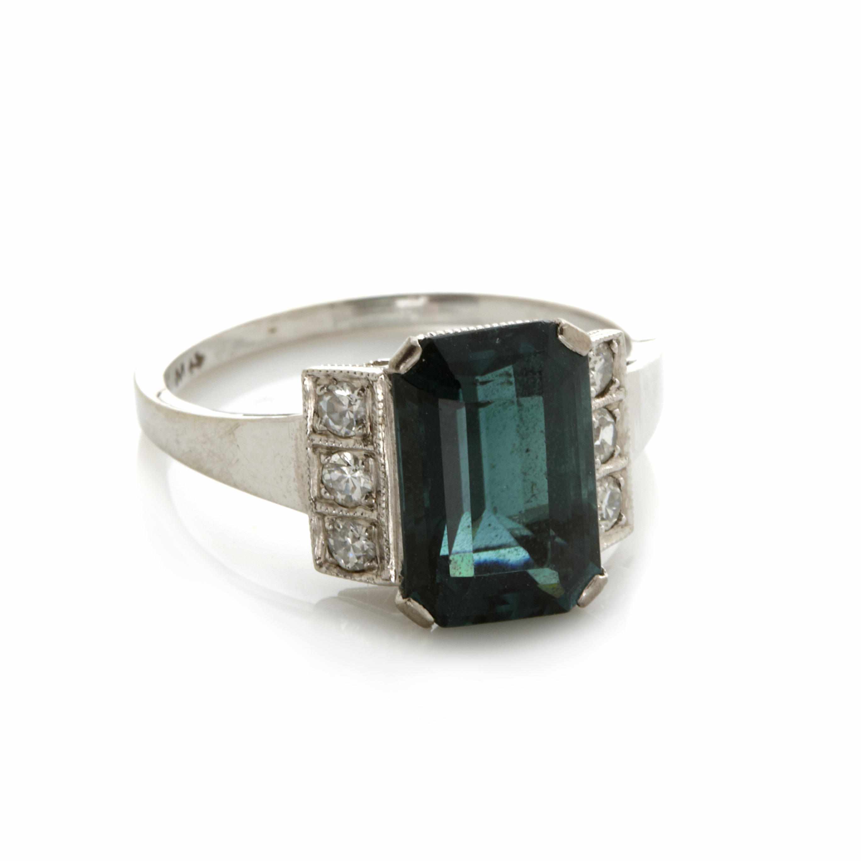 Appraisal: A green tourmaline diamond and k white gold ring