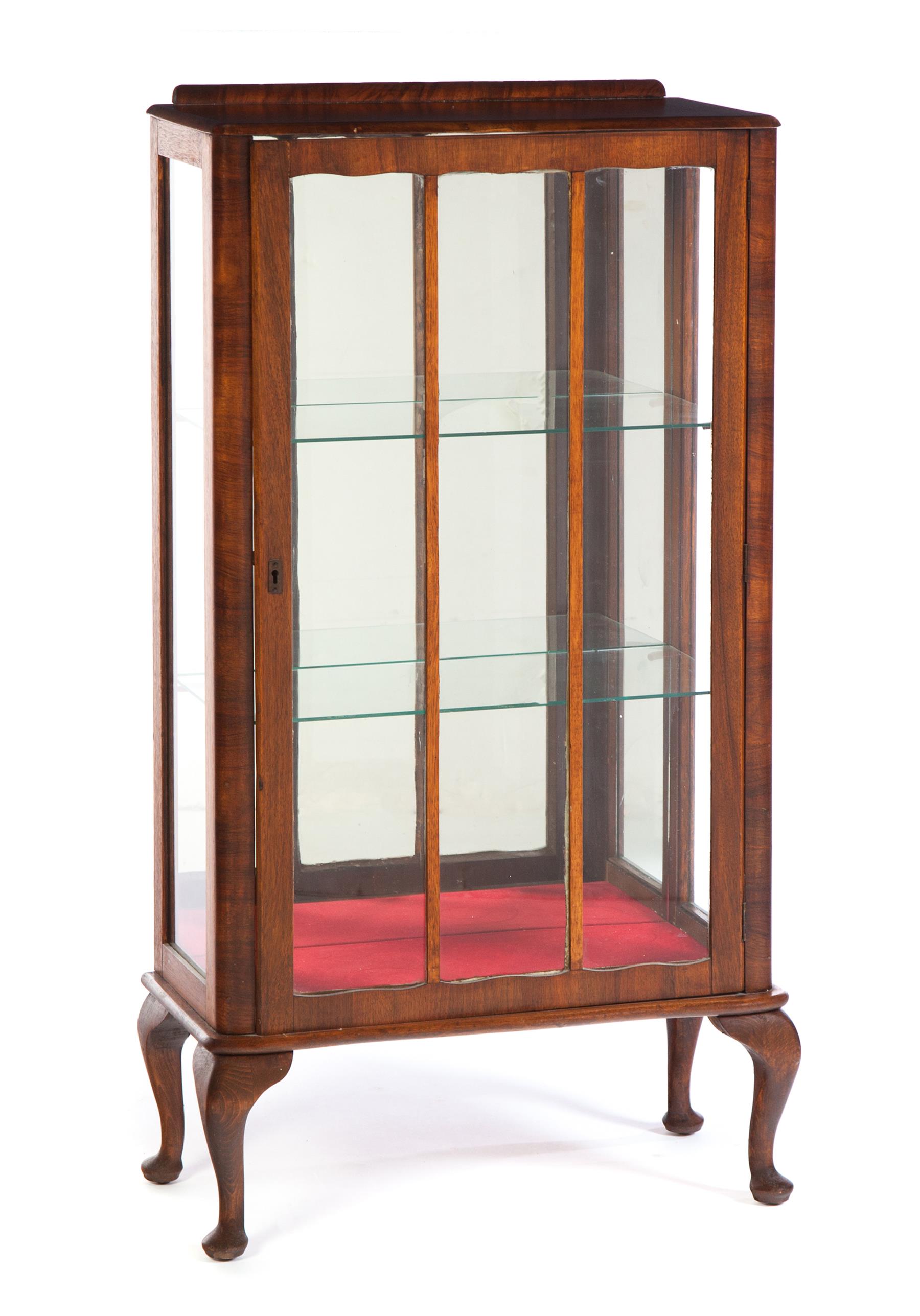 Appraisal: FLAPPER QUEEN ANNE-STYLE CURIO CABINET American nd quarter- th century