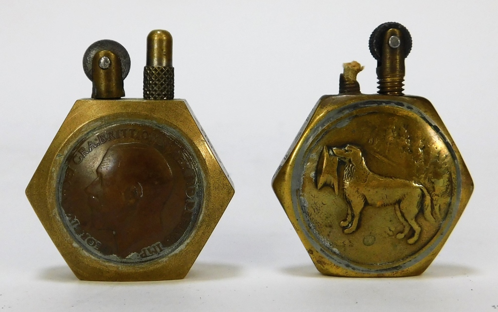 Appraisal: WWII MILITARY TRENCH ART IDENTIFIED LIGHTER GROUP United States -