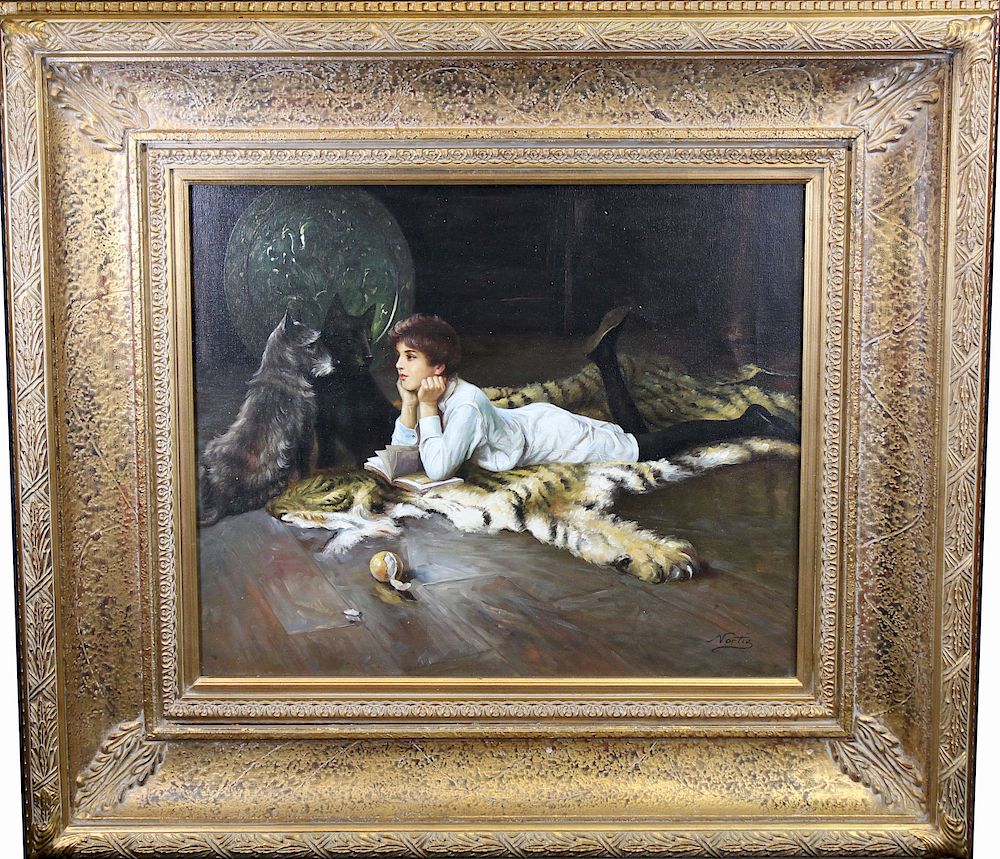 Appraisal: Contemporary Painting of Child in Elegant Interior Contemporary Painting of