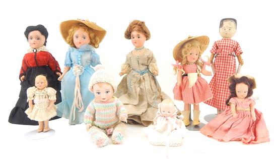 Appraisal: DOLLS Nine composition and plastic dolls including two H Muller