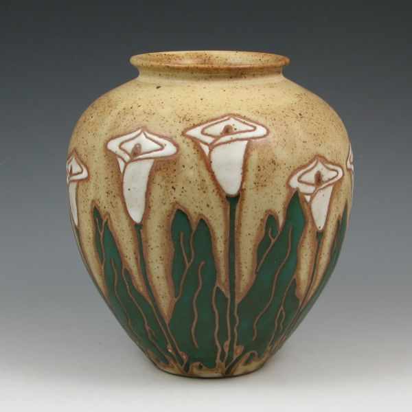 Appraisal: Eric Olson vase with calla lilies encircling the vase Signed