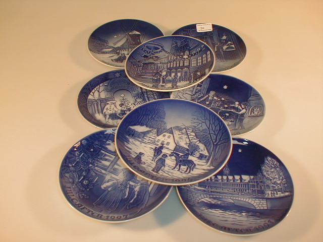 Appraisal: Eight Copenhagen porcelain Bing Grondahl blue and white plates