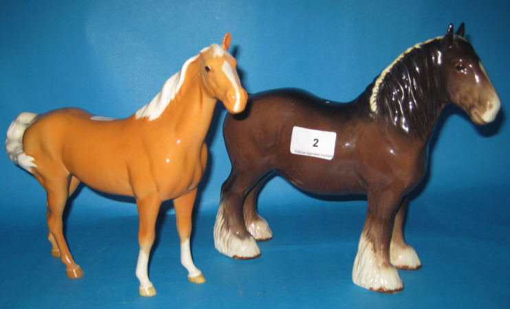 Appraisal: Beswick Shire Horse Ear Restuck And Palomino Swish Tail Horse