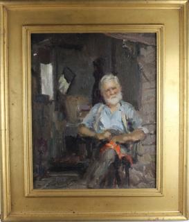 Appraisal: Gladys Nelson Smith - Oil Board portrait of an elderly